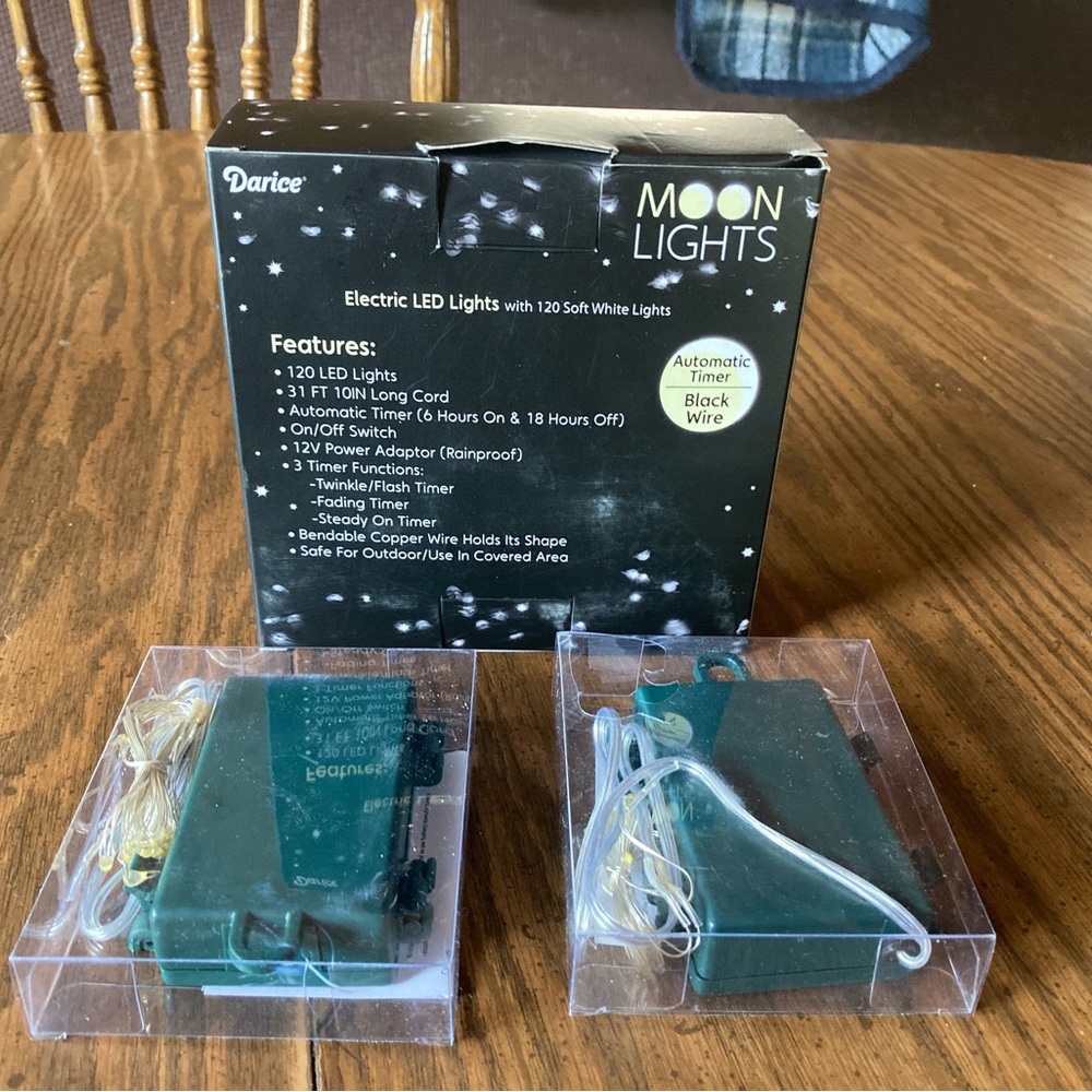 Set of 3 moon/fairy lights battery operated darice timer indoor/outdoor